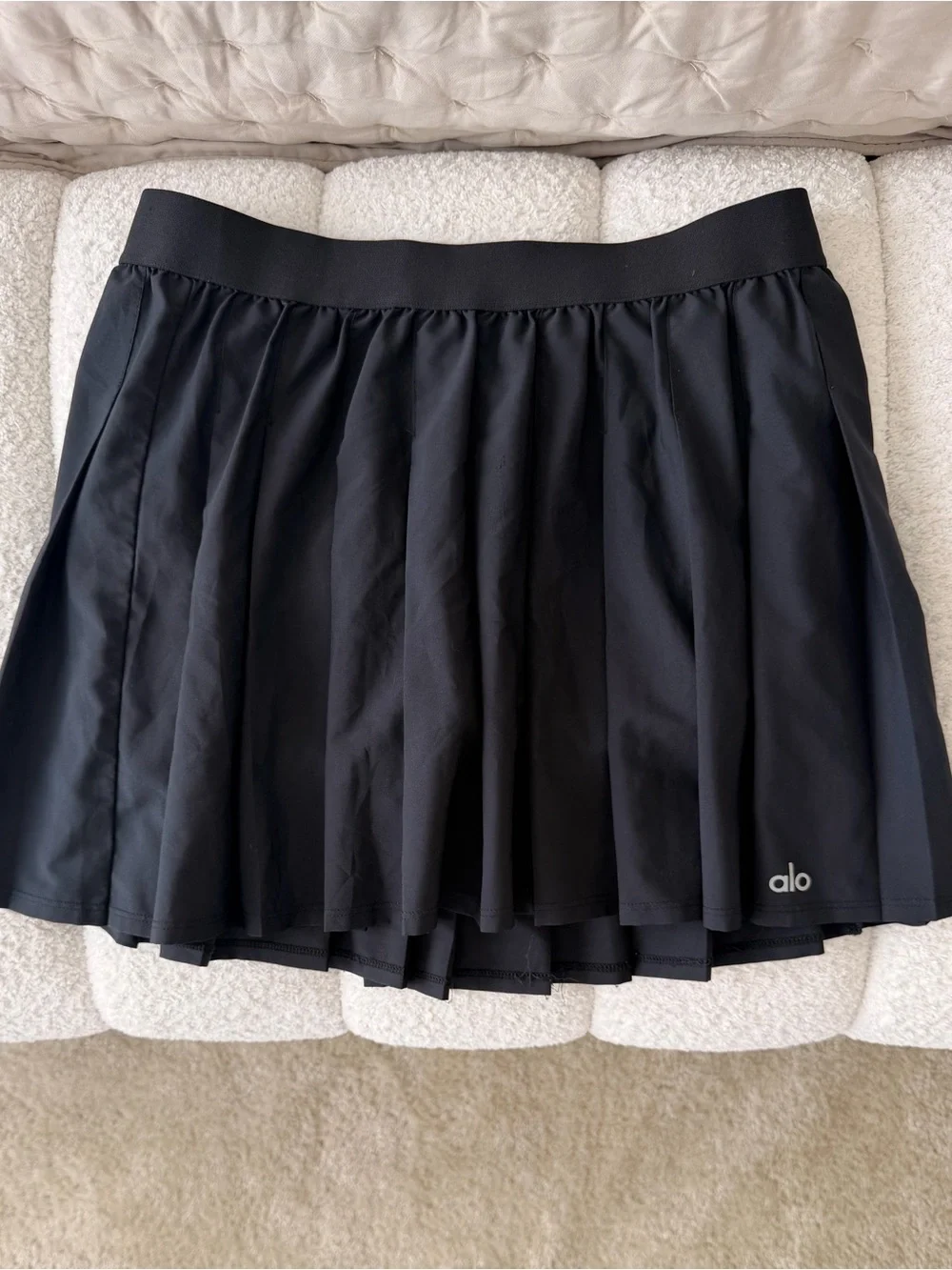 ALO Yoga Black Pleated Skater Skirt